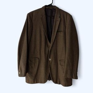 Towncraft JCPenney Mens Houndstooth Blazer Jacket Brown Black Size‎ Large